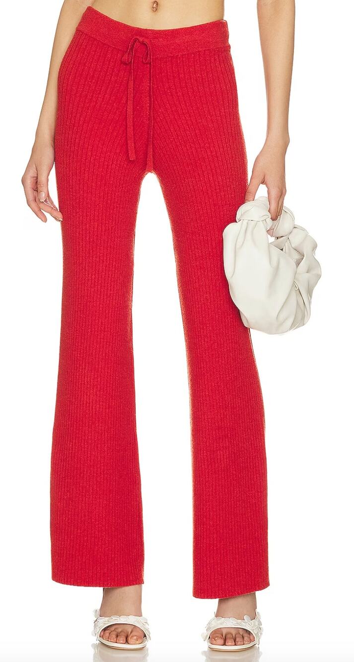 Lovers + Friends Red Wide Leg Pants MEDIUM Ribbed Knit Vacation Coverup $148 NEW